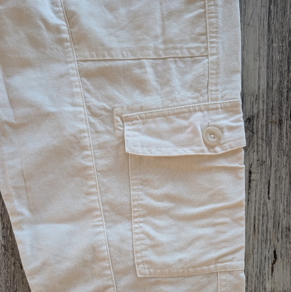 Roots Linen Blend Utility Cargo Pants Women's Small White - Picture 3 of 8